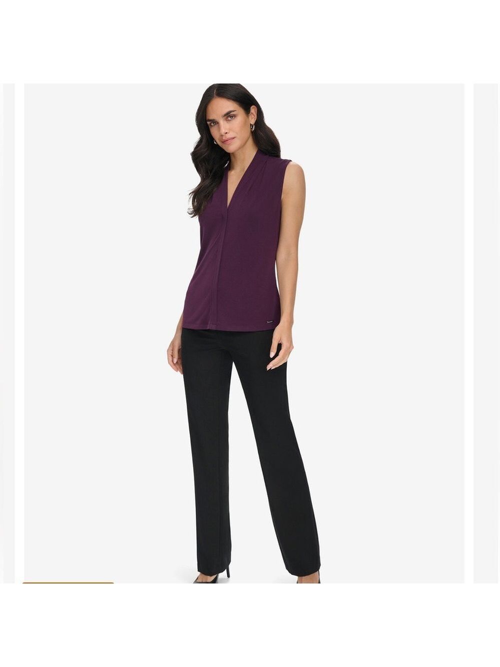 Calvin Klein Women's V-Neck Burgundy Cami Sleeveless Top. Size XL